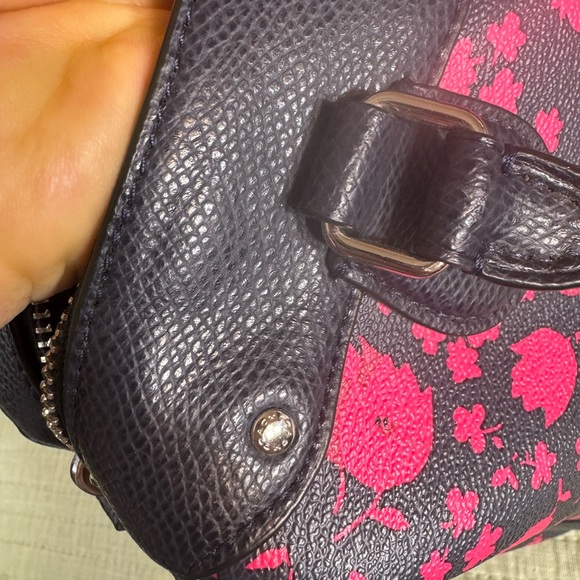 EUC-COACH Floral Mini Bennet Satchel Coated Cavas F55466 Handbag Pink Navy - Picture 10 of 16